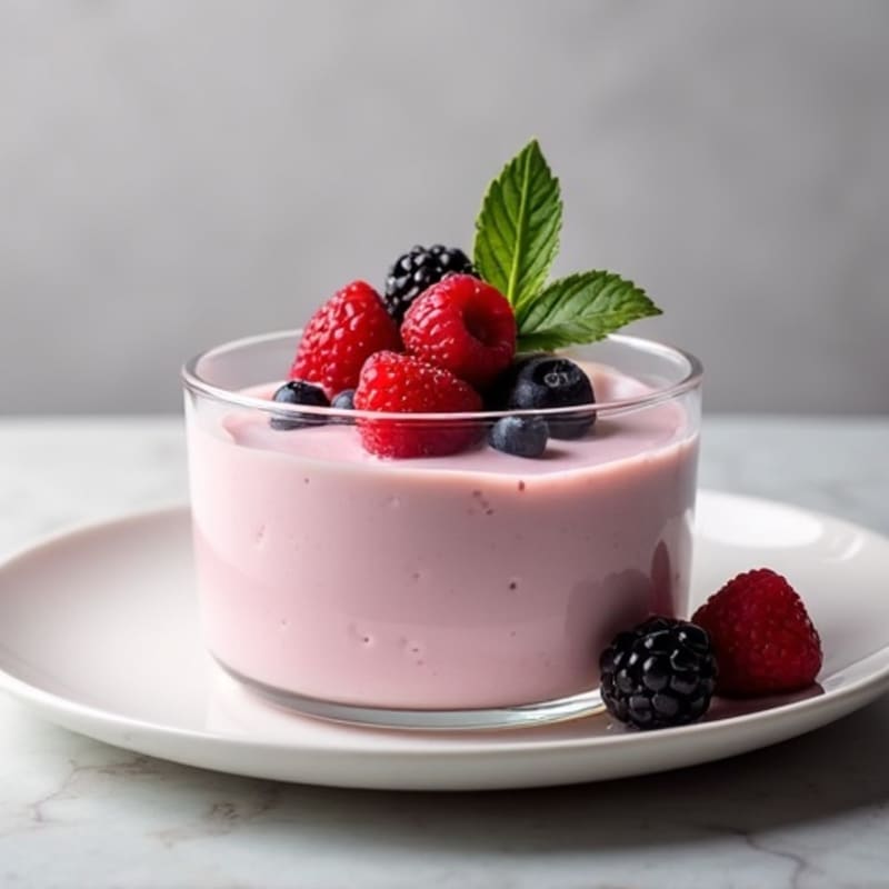 Silky Greek Yogurt Protein Pudding with Mixed Berries