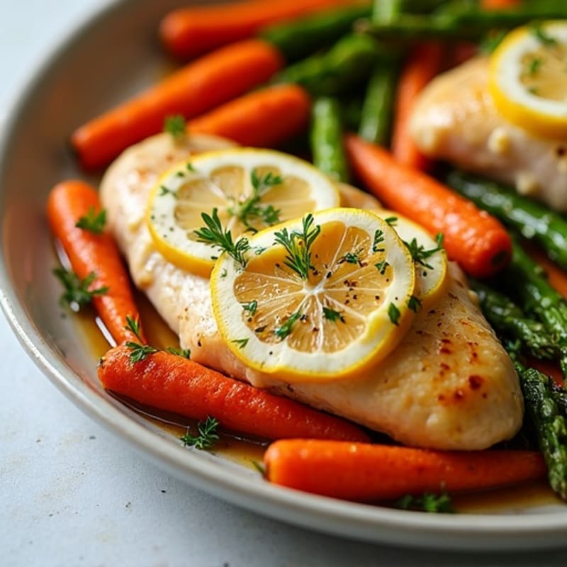 Sheet Pan Lemon-Garlic Chicken and Roasted Carrots with Asparagus