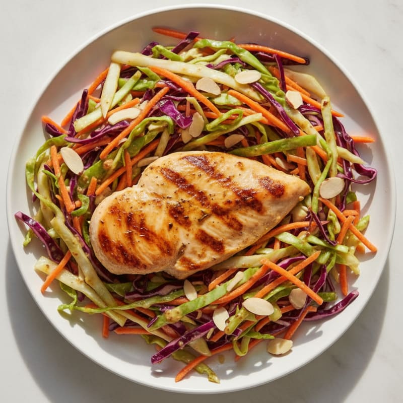 Grilled Chicken Breast with Crunchy Cabbage Slaw