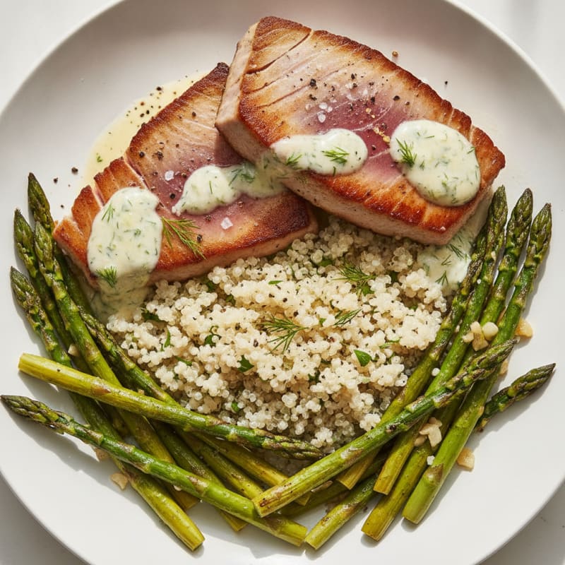 Pan-Seared Tuna with Lemon-Dill Sauce