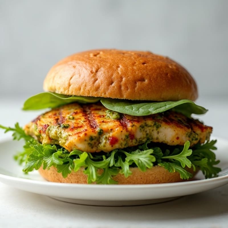 Herb-Pesto Grilled Chicken Sandwich with Fresh Greens