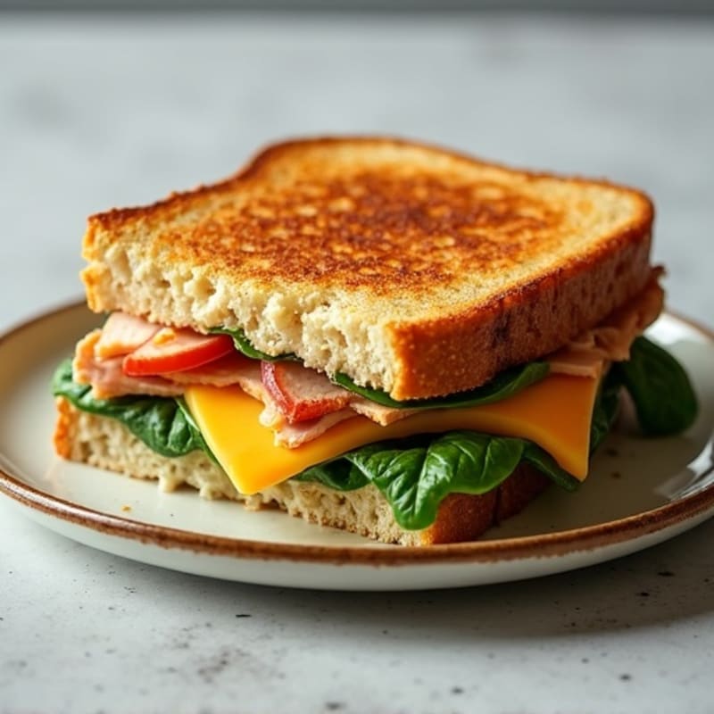 Healthy Loaded Grilled Cheese with Turkey and Spinach