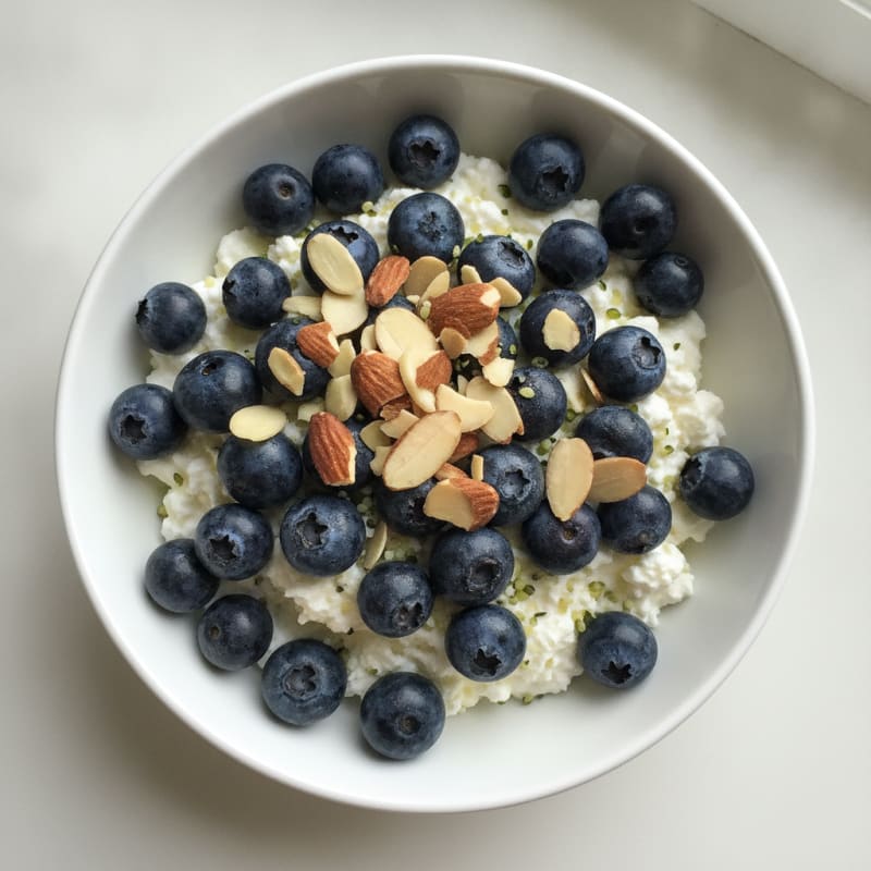 Cottage Cheese and Berry Protein Bowl with Almonds