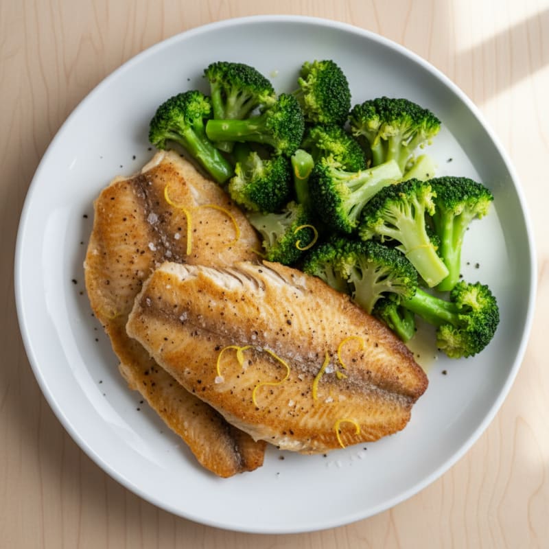 Seared Tilapia with Steamed Broccoli