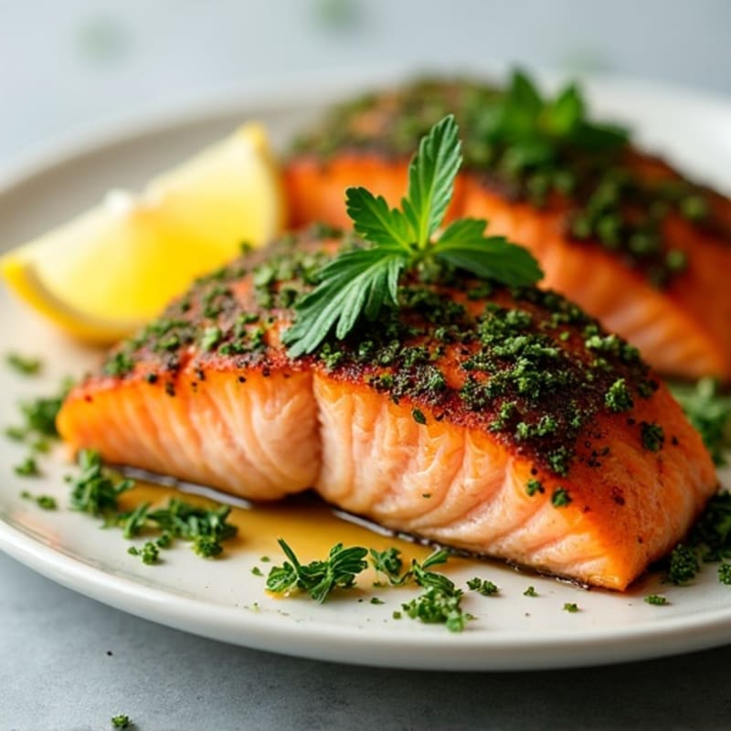 Herb-Crusted Pan Seared Salmon with Lemon