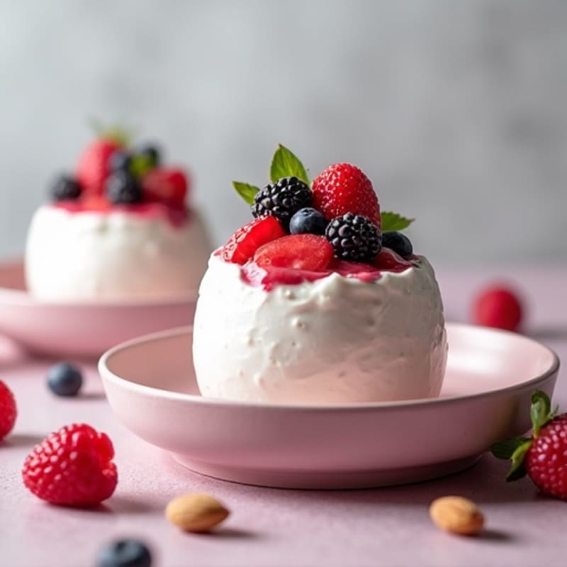Greek Yogurt Protein Mousse with Mixed Berries