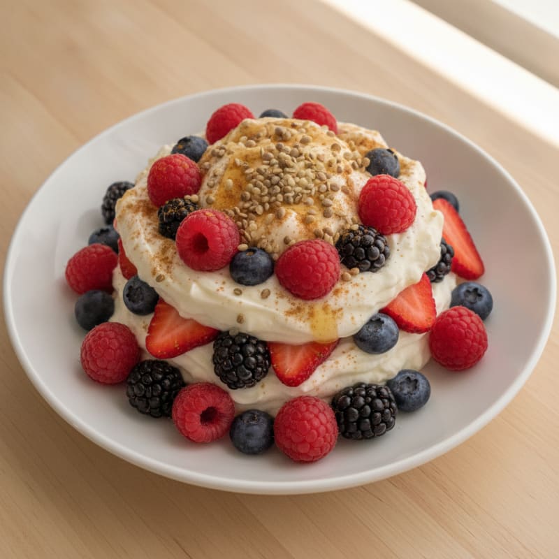 Greek Yogurt Protein Parfait with Mixed Berries