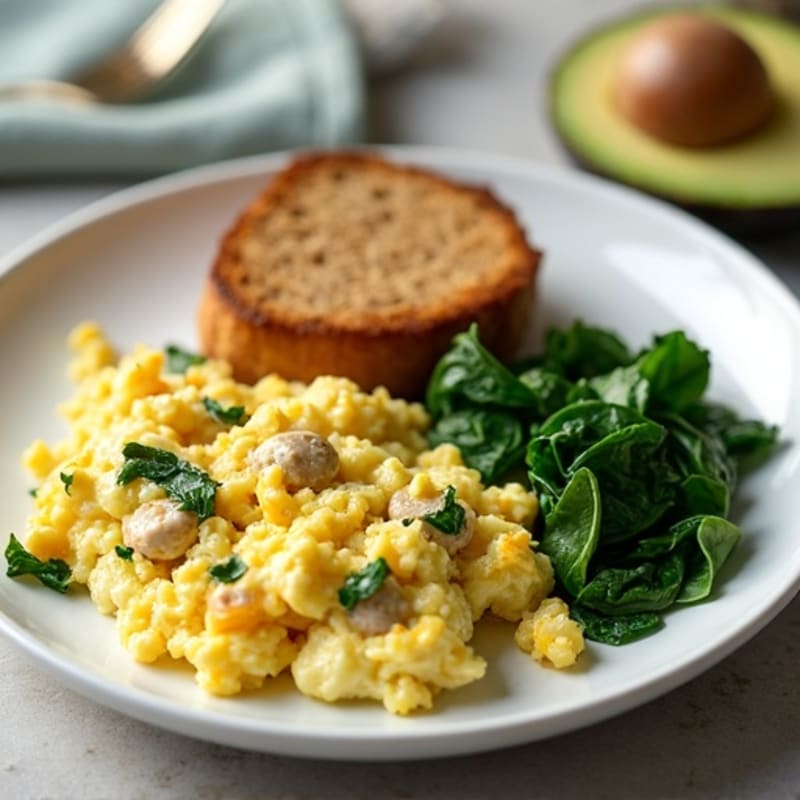 Egg White Scramble with Spinach and Turkey Sausage