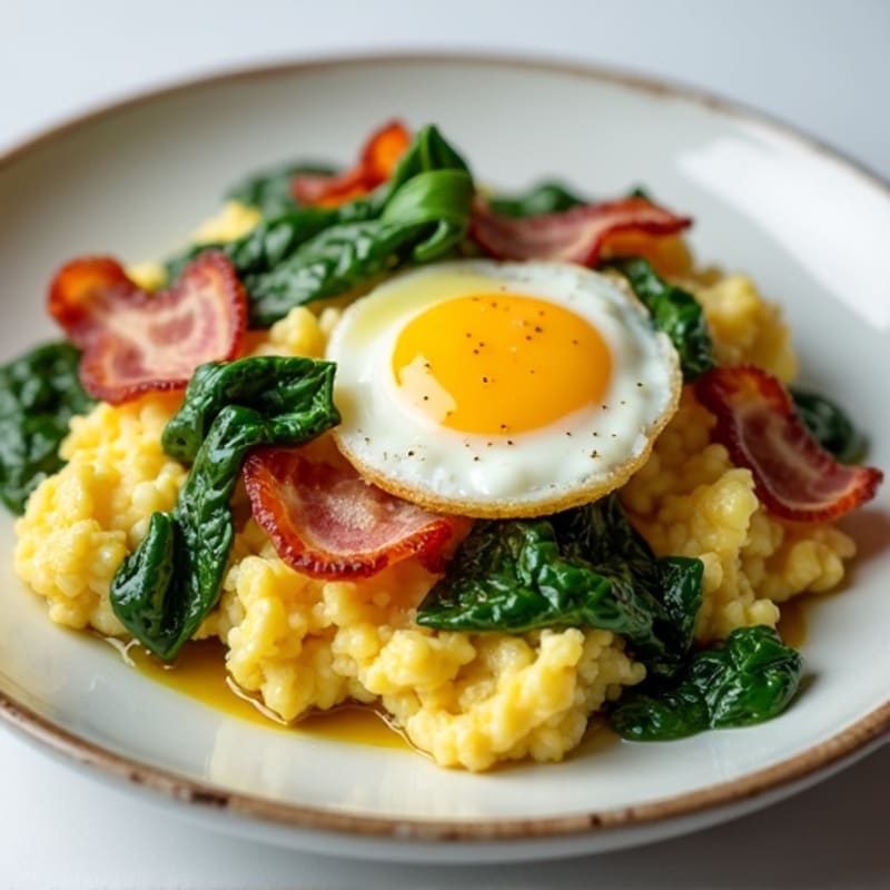 Egg White Scramble with Spinach and Turkey Bacon