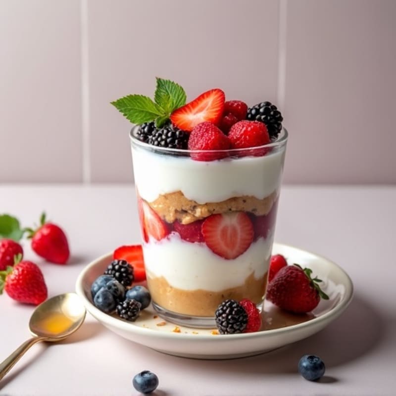 Creamy Greek Yogurt Parfait with Mixed Berries and Almond Butter
