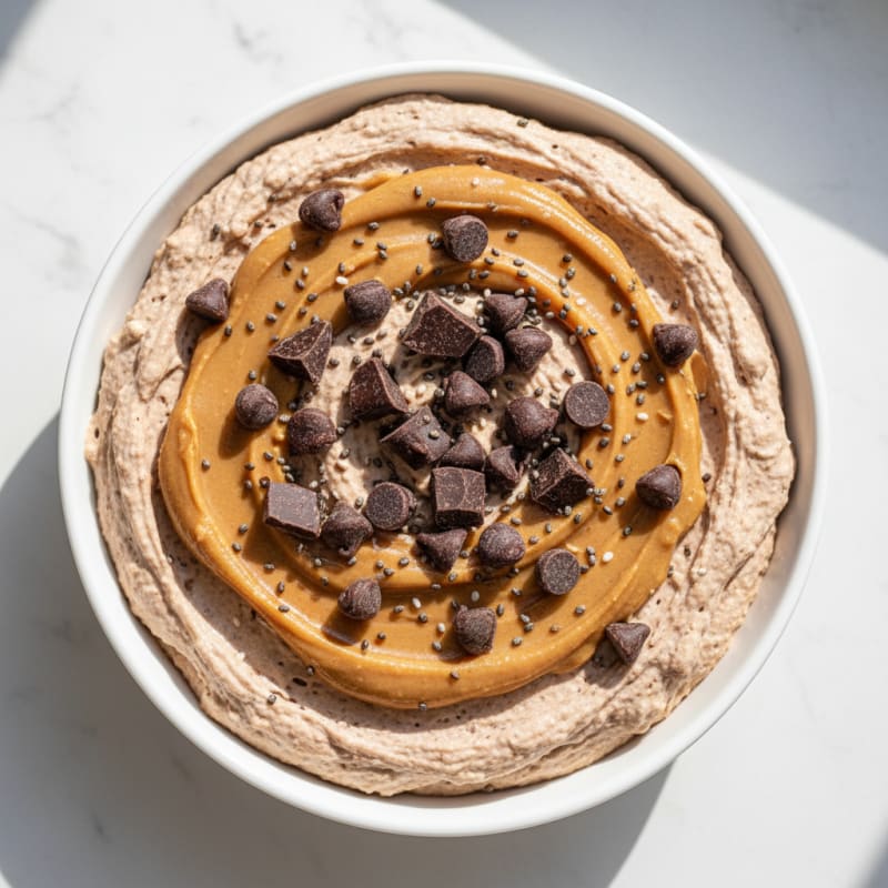 Chocolate Protein Mousse with Peanut Butter Swirl