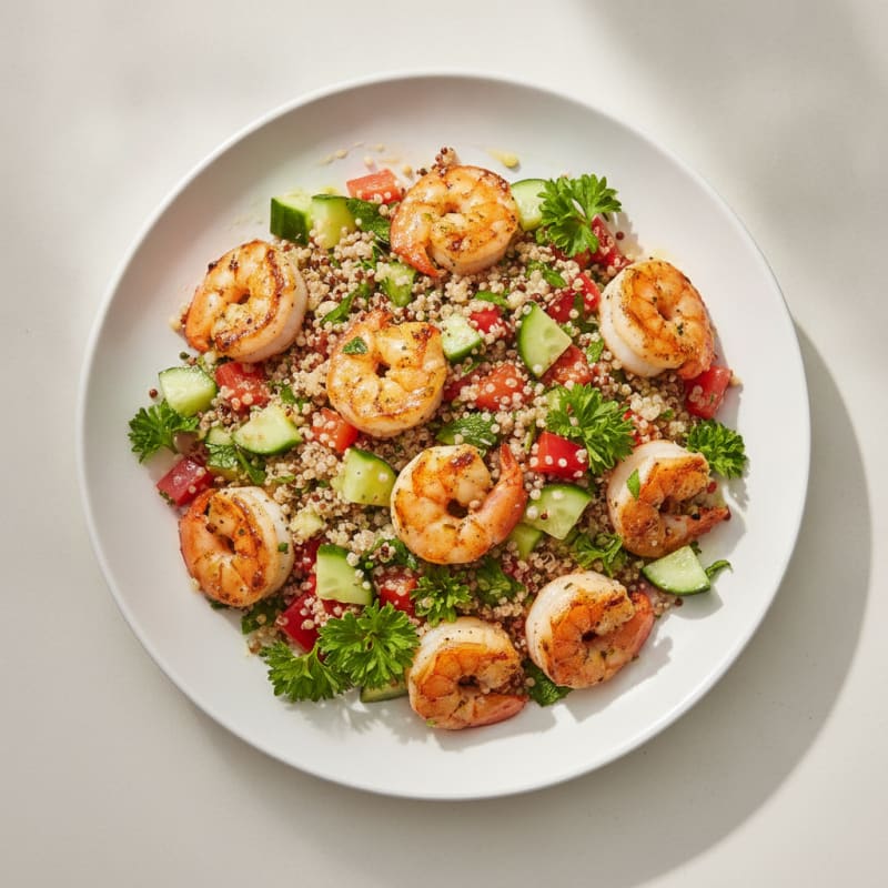 Grilled Shrimp Salad with Quinoa and Crunchy Vegetables