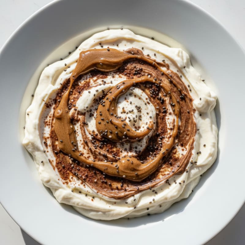 Silky Greek Yogurt Protein Pudding with Almond Butter Swirl