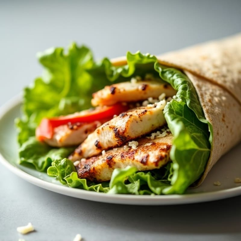 Grilled Chicken Caesar Wrap with Crispy Romaine