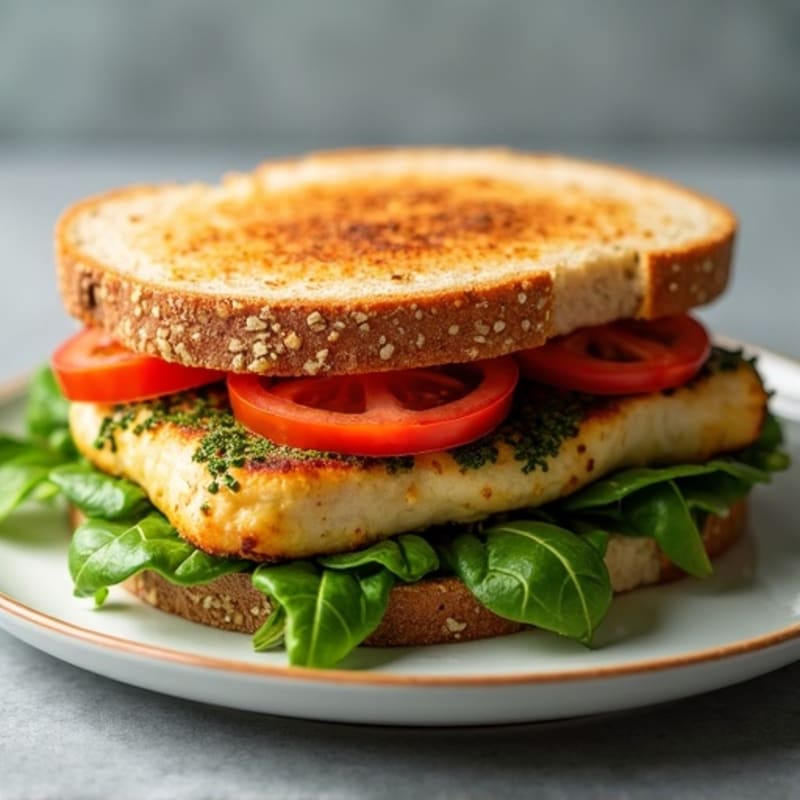 Grilled Pesto Chicken Sandwich with Fresh Greens