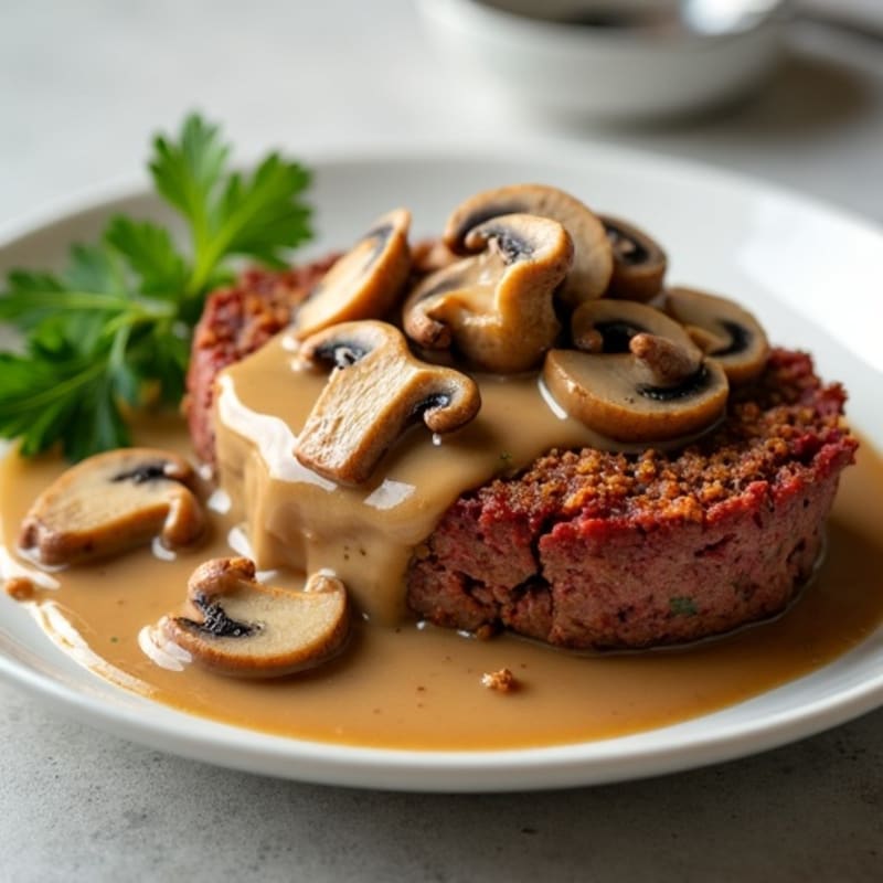 Lean Beef Meatloaf with Savory Mushroom Gravy