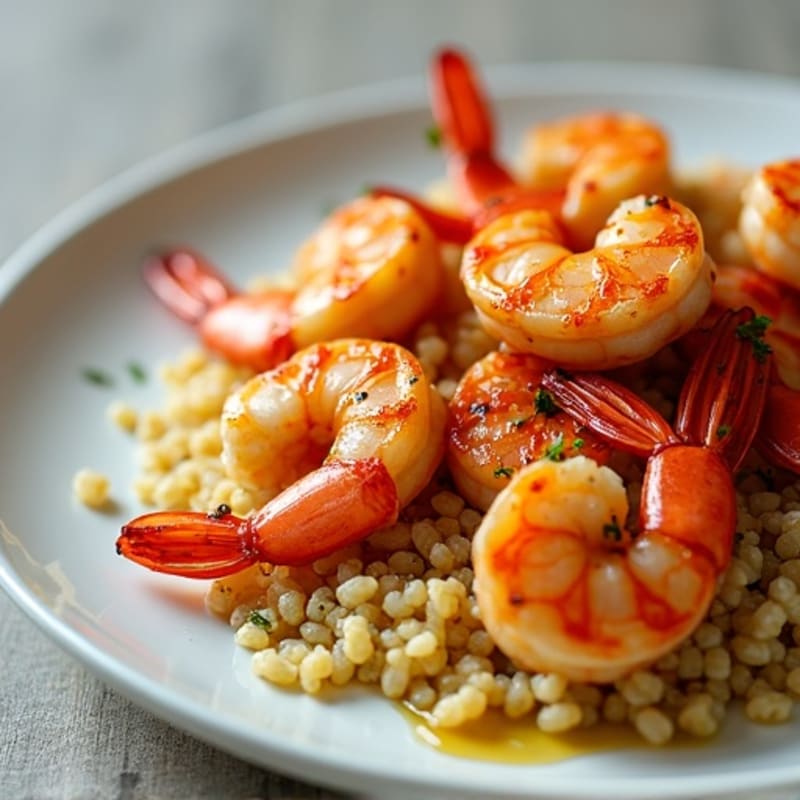 Garlic-Chili Roasted Red Shrimp with Charred Lemon and Quinoa
