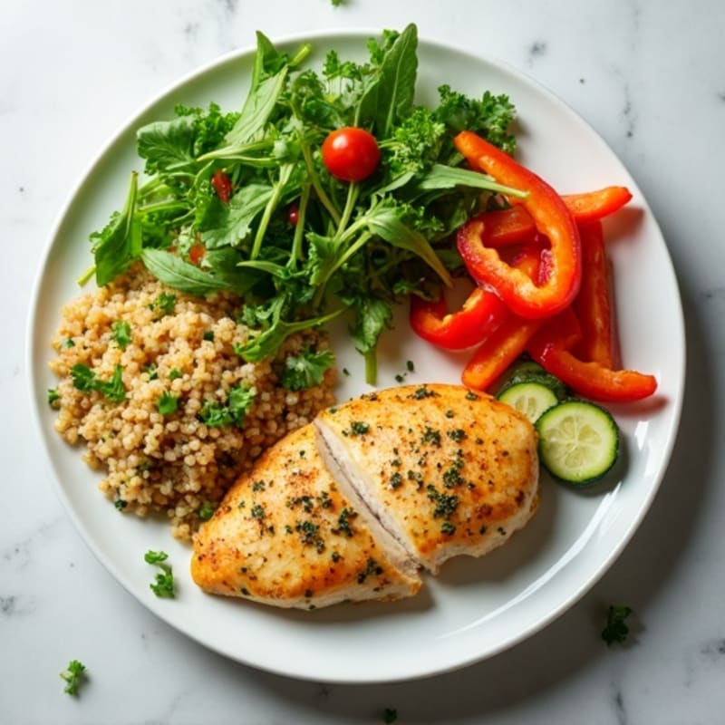 Lemon-Herb Chicken with Fresh Greens and Crispy Vegetables
