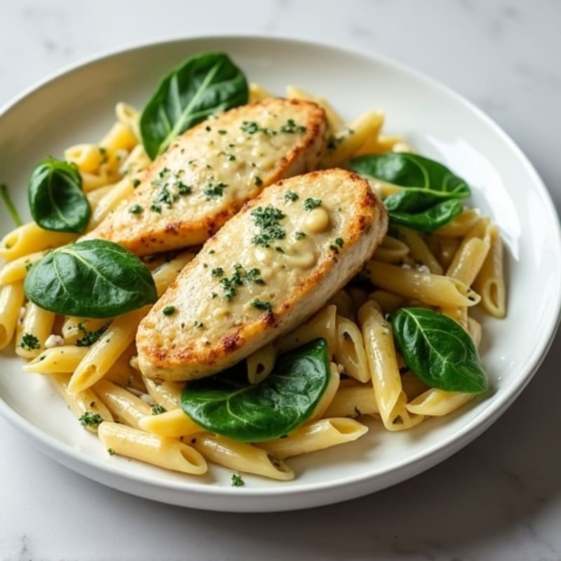 Creamy Pesto Chicken Pasta with Fresh Spinach
