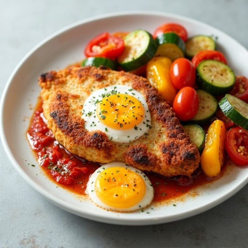 Healthy Crispy Chicken Parmesan with Roasted Vegetables