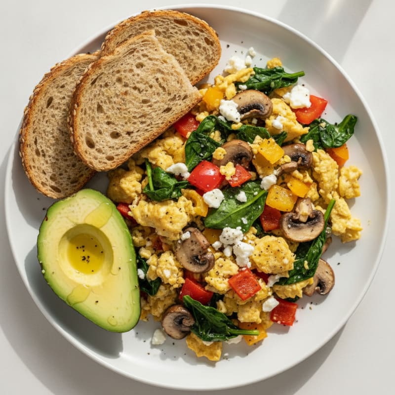 High-Protein Garden Vegetable Egg Scramble