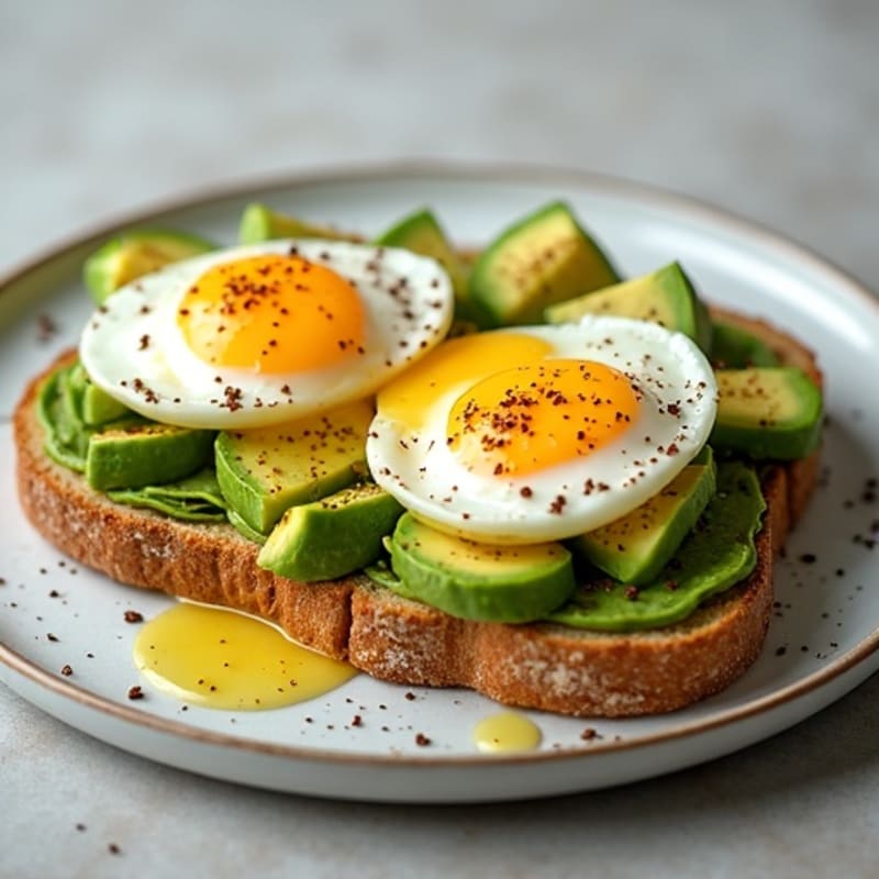 Crispy Whole Grain Avocado Toast with Poached Eggs and Everything Bagel Seasoning