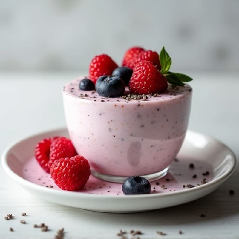 Greek Yogurt Protein Pudding with Mixed Berries