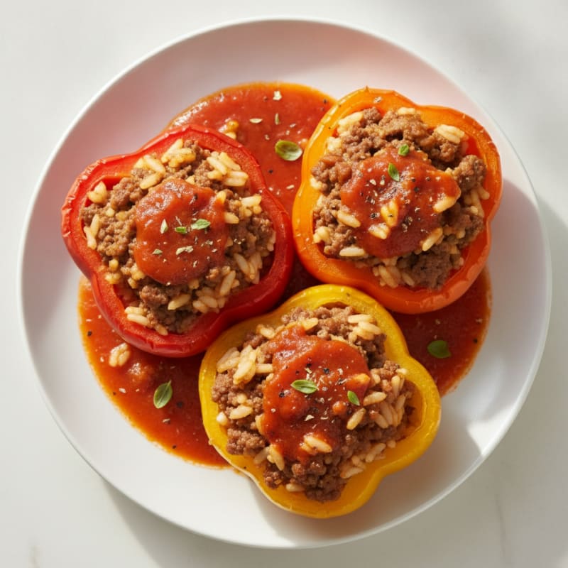 Beef and Rice Stuffed Bell Peppers