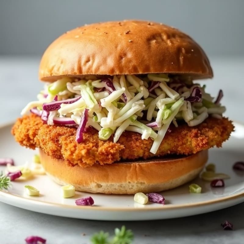 Crispy Baked Chicken Sandwich with Greek Yogurt Slaw