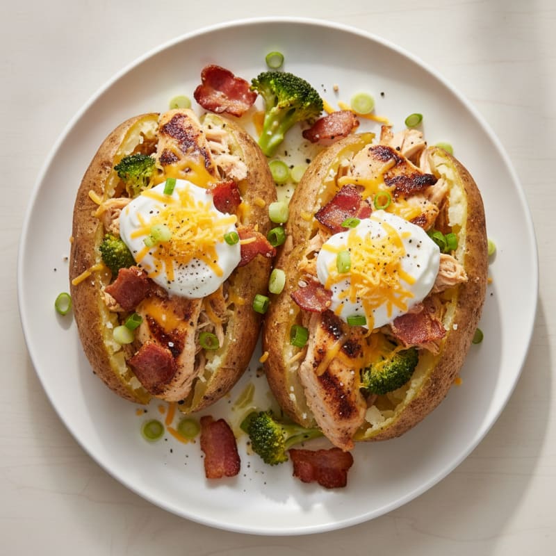 Loaded Baked Potatoes with Crispy Bacon