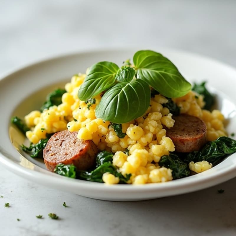 Egg White Scramble with Spinach and Turkey Sausage