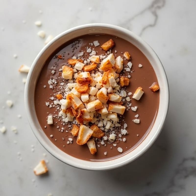 Chocolate Protein Chia Pudding with Toasted Coconut