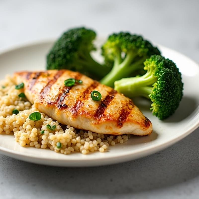 Grilled Chicken Breast with Quinoa and Steamed Broccoli