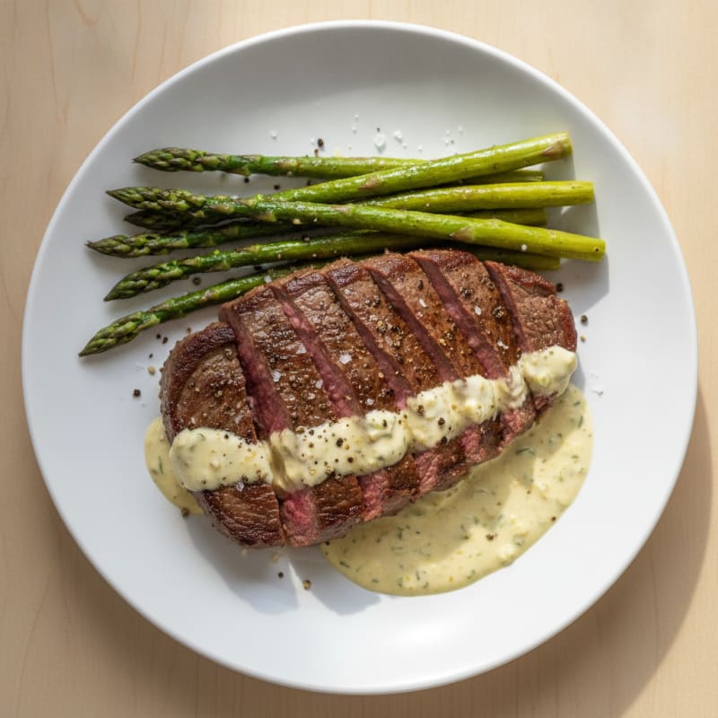 Pan-Seared Beef with Creamy Garlic Aioli