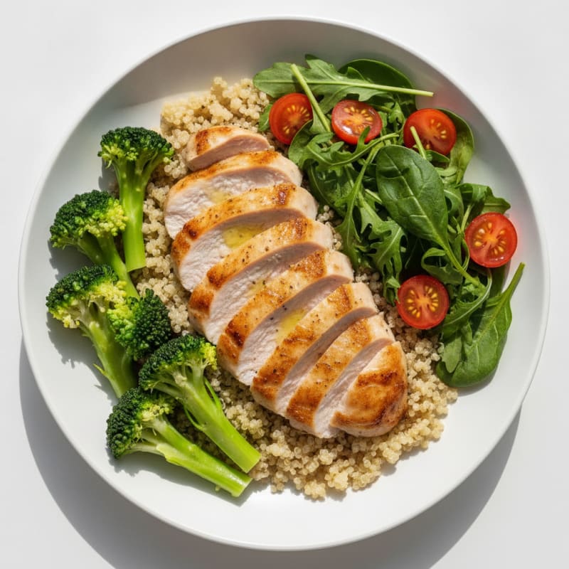 Seared Turkey Breast with Steamed Broccoli and Quinoa