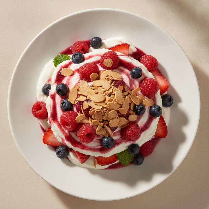 Silky Greek Yogurt Protein Parfait with Berries and Almonds