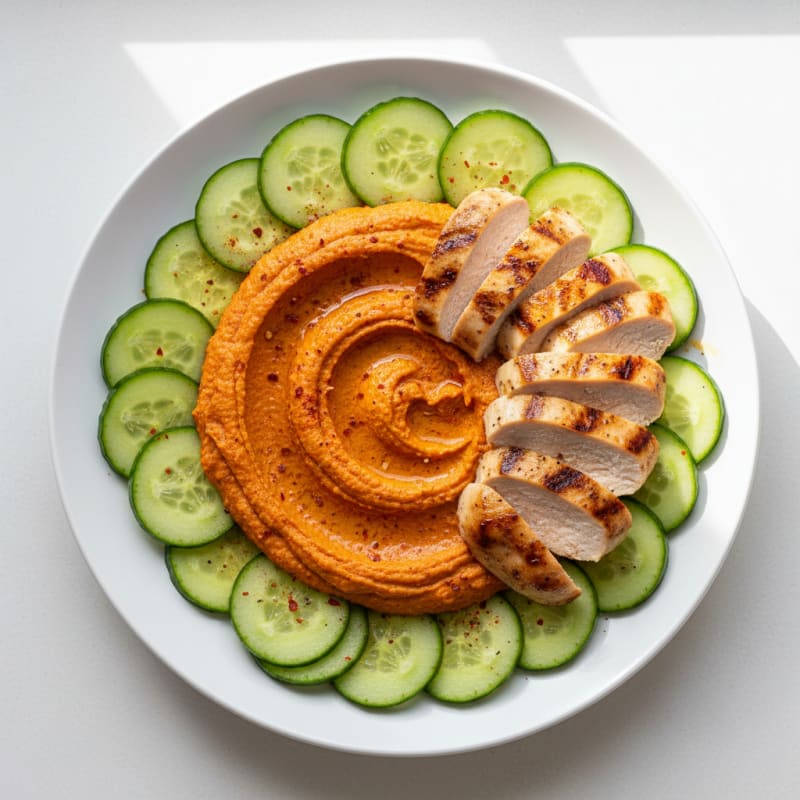 Creamy Roasted Red Pepper Hummus Platter