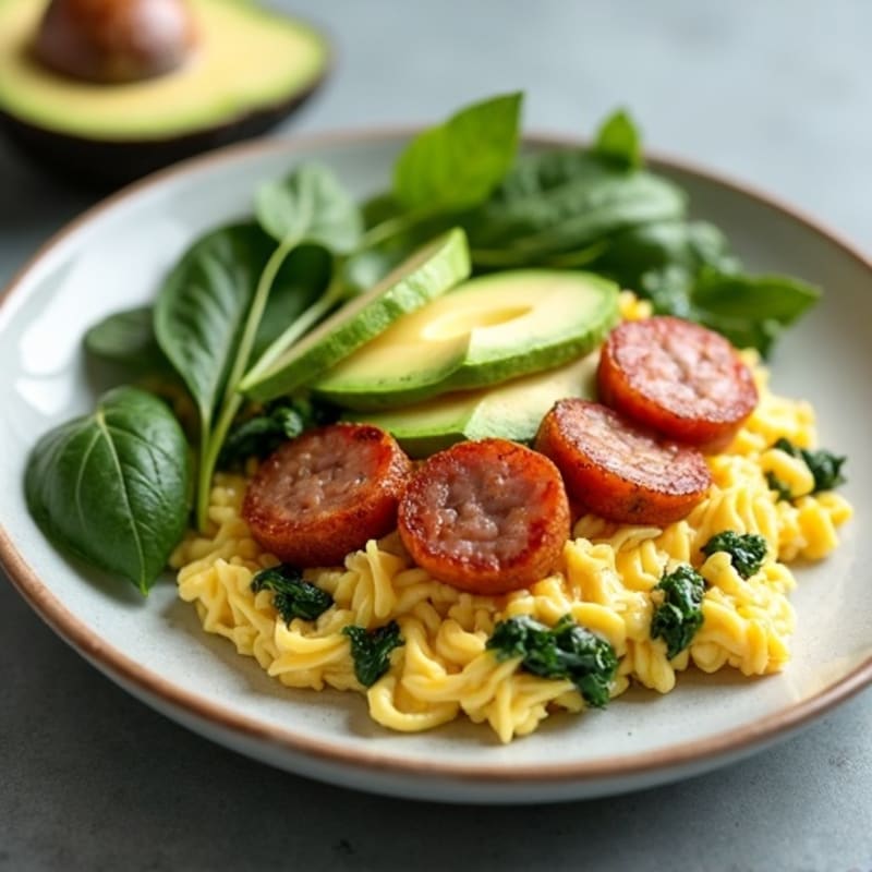 Crispy Turkey Sausage and Spinach Egg White Scramble