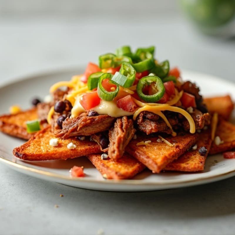 Lean Pulled Pork Loaded Sweet Potato Nachos