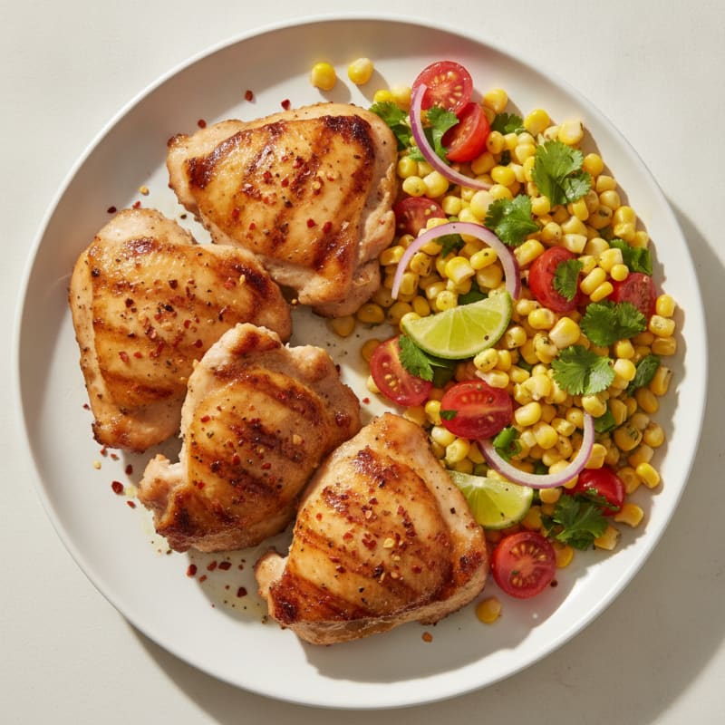 Grilled Chicken Thighs with Corn Salad