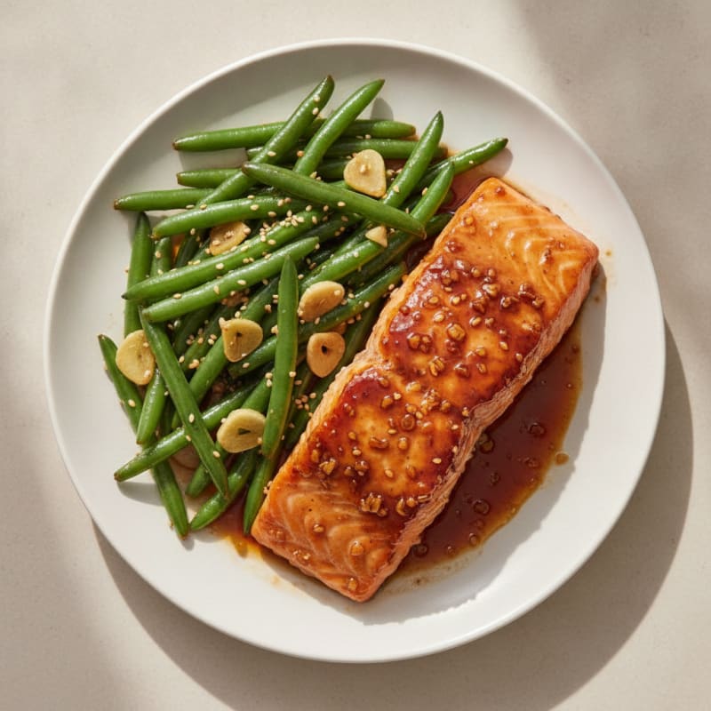 Teriyaki Glazed Salmon with Sesame Green Beans