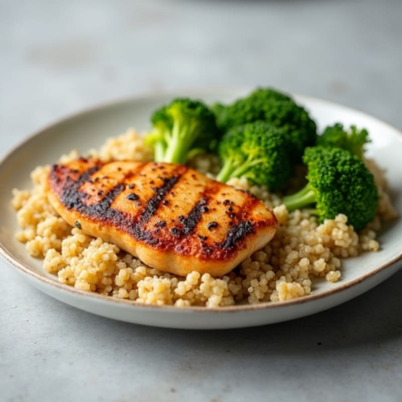 Grilled Chicken Breast with Quinoa and Steamed Broccoli