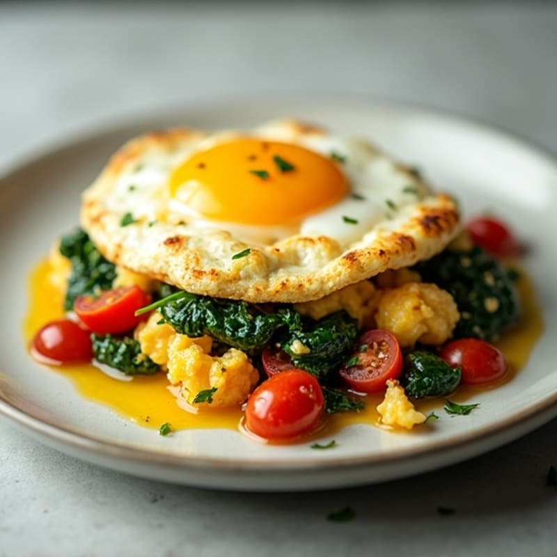 Cottage Cheese Egg Scramble with Spinach and Tomatoes