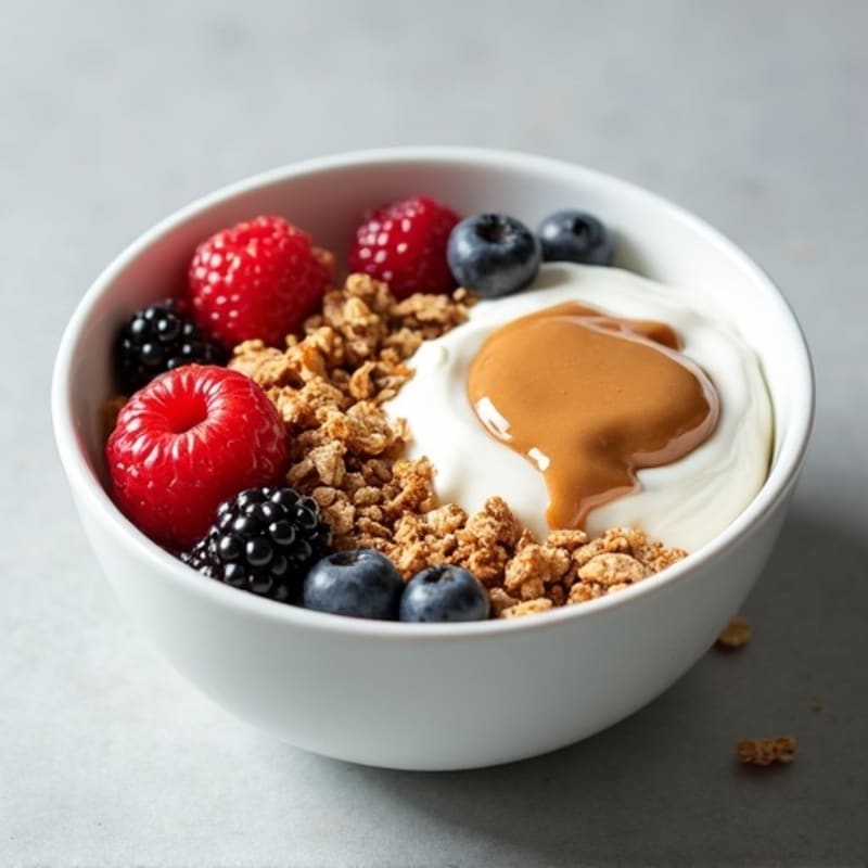 Creamy Greek Yogurt Bowl with Mixed Berries and Almond Butter