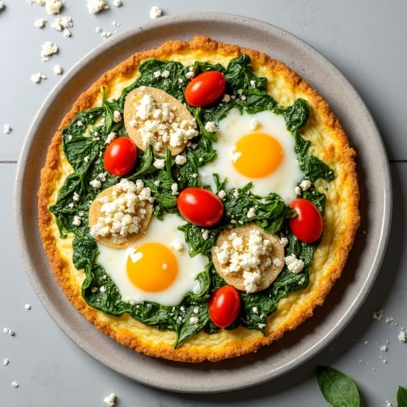 Fluffy Baked Egg Frittata with Fresh Spinach and Feta