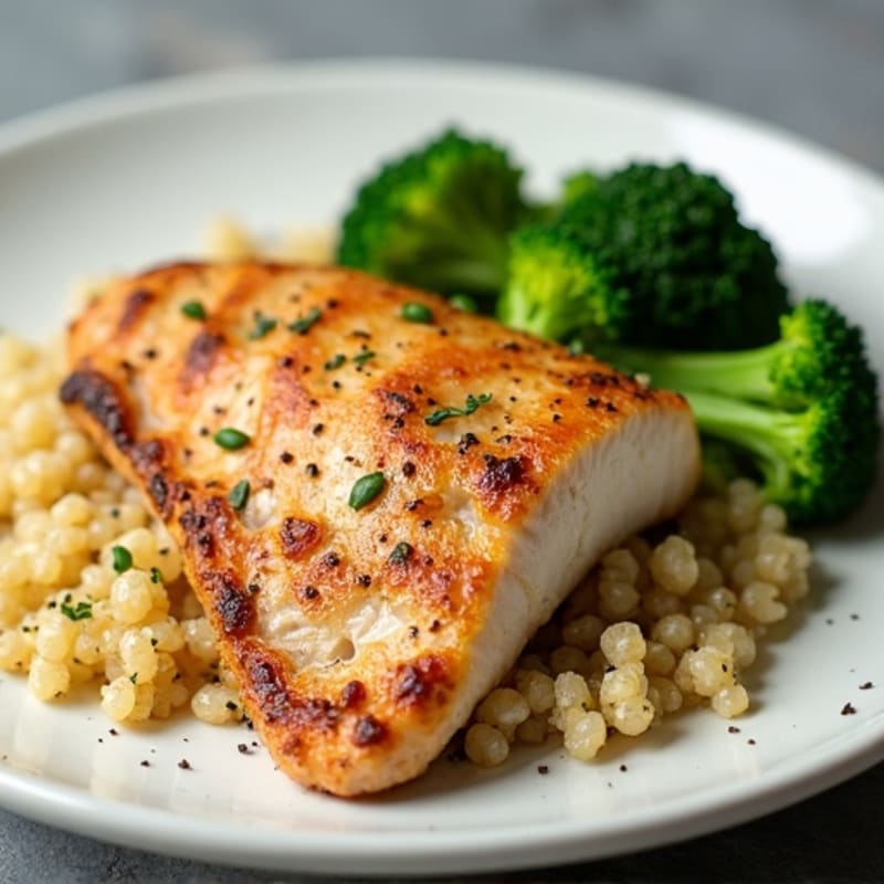 Grilled Chicken Breast with Quinoa and Steamed Broccoli