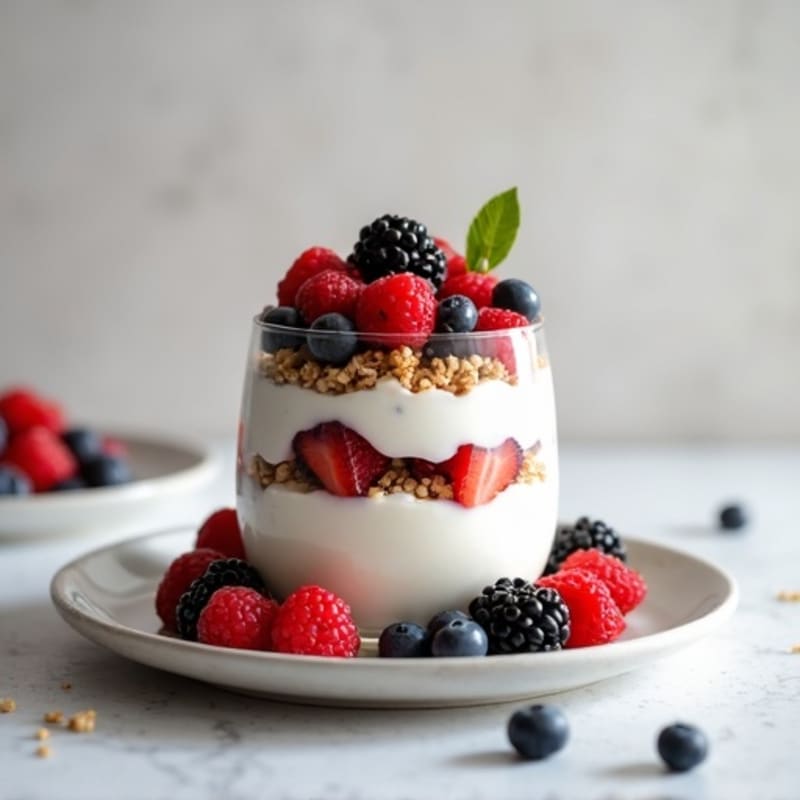 Greek Yogurt Protein Parfait with Mixed Berries