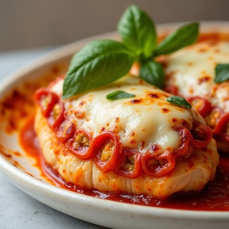 Baked Chicken Stuffed with Lean Pepperoni and Melted Mozzarella