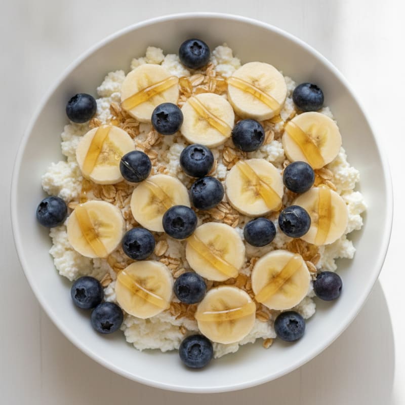 Greek Yogurt and Berry Protein Parfait with Banana Slices
