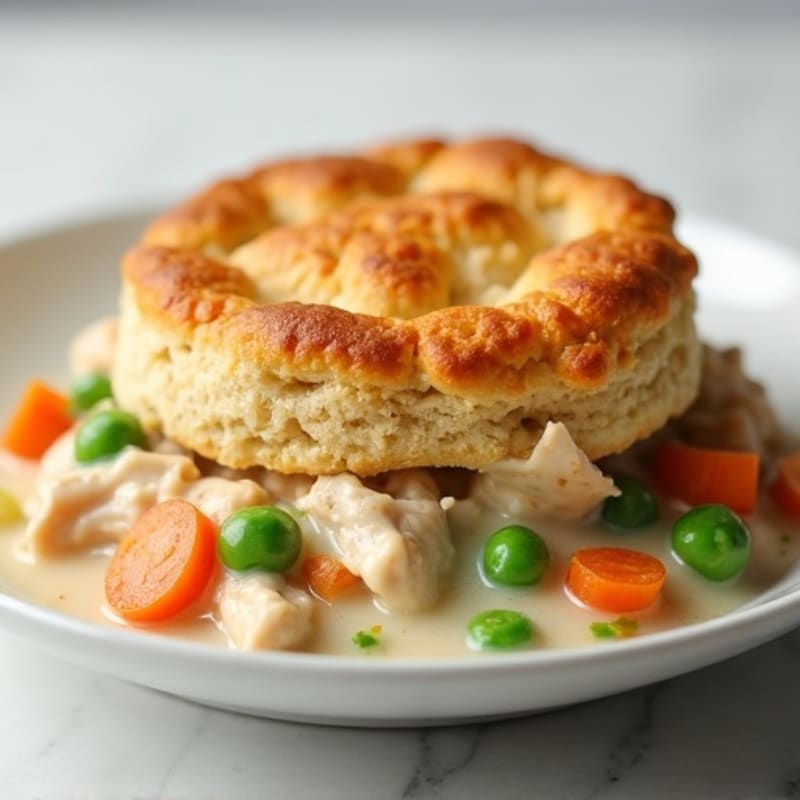 Creamy Chicken and Vegetable Pot Pie with Golden Whole Wheat Biscuits